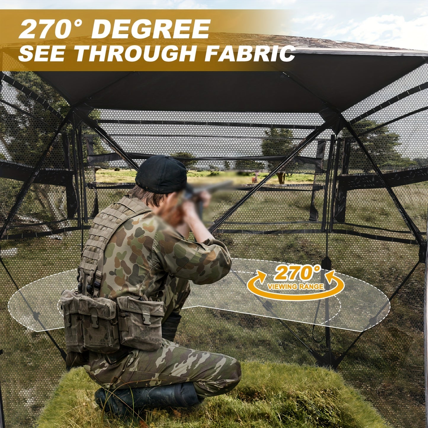 YAFITI 3 Person See Through Ground Hunting Blind Windows