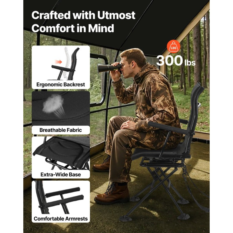 Hunting Chair 360 Degree Swivel Silent Foldable Blind Chair Armrests - Parry's Picks