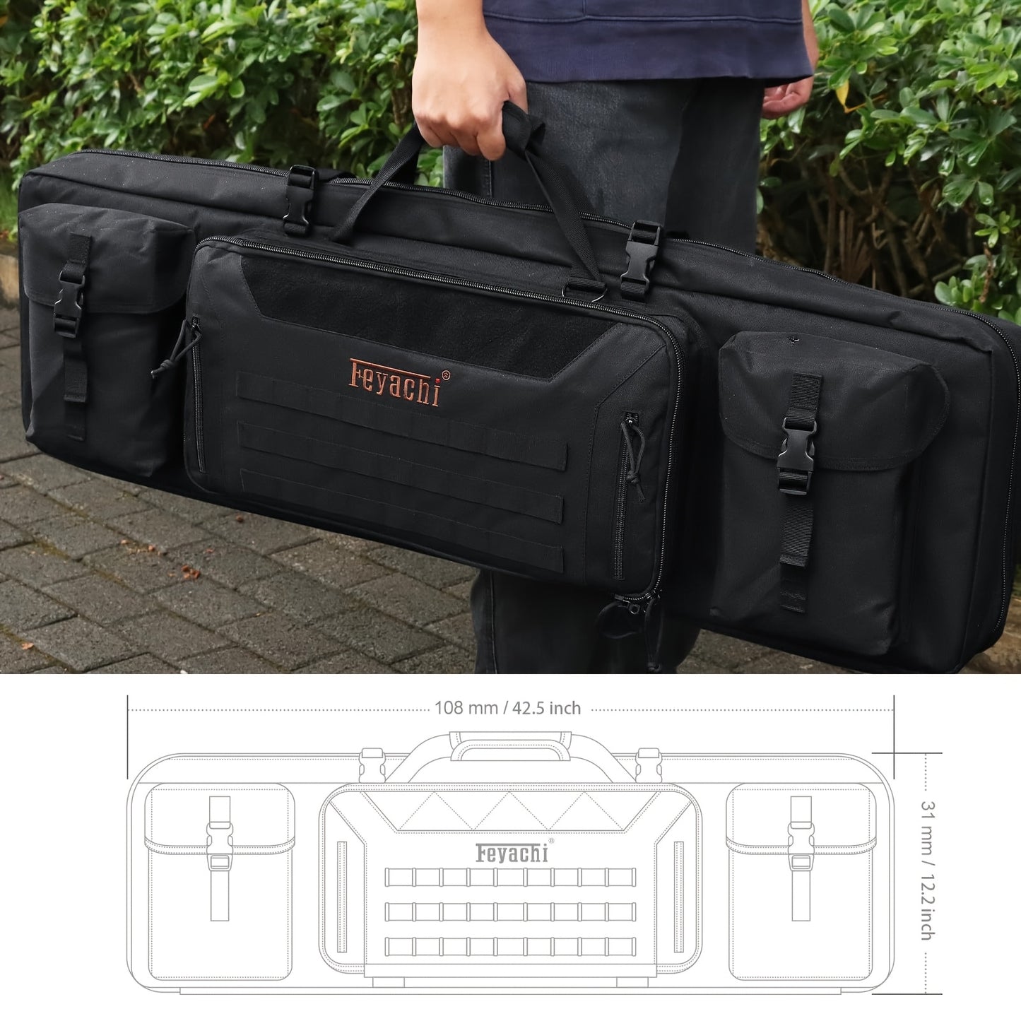 Feyachi Tactical Rifle Case With Lockable Zipper And Straps