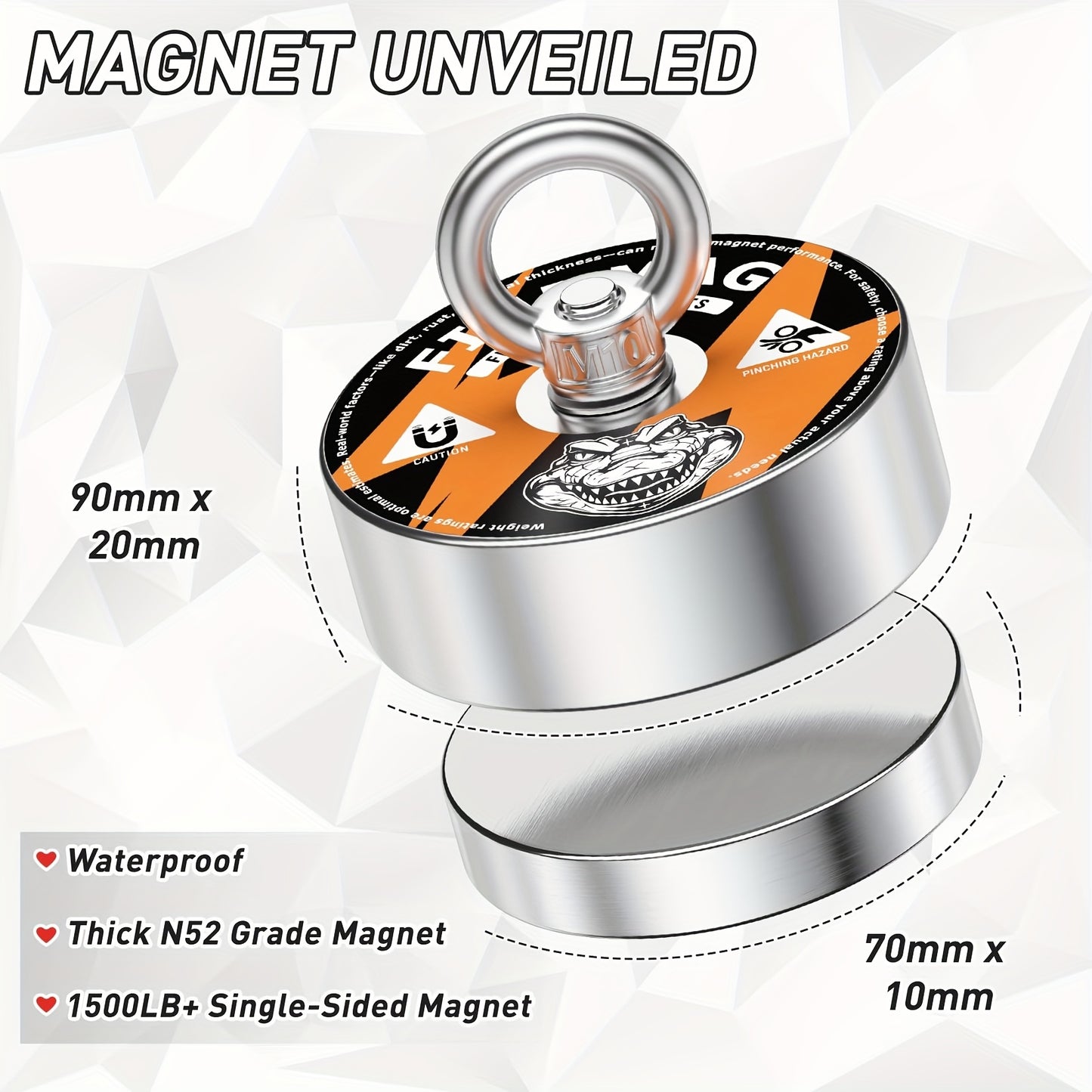 Fishing Magnet Kit 1500 Lbs Pulling Force for Retrieval