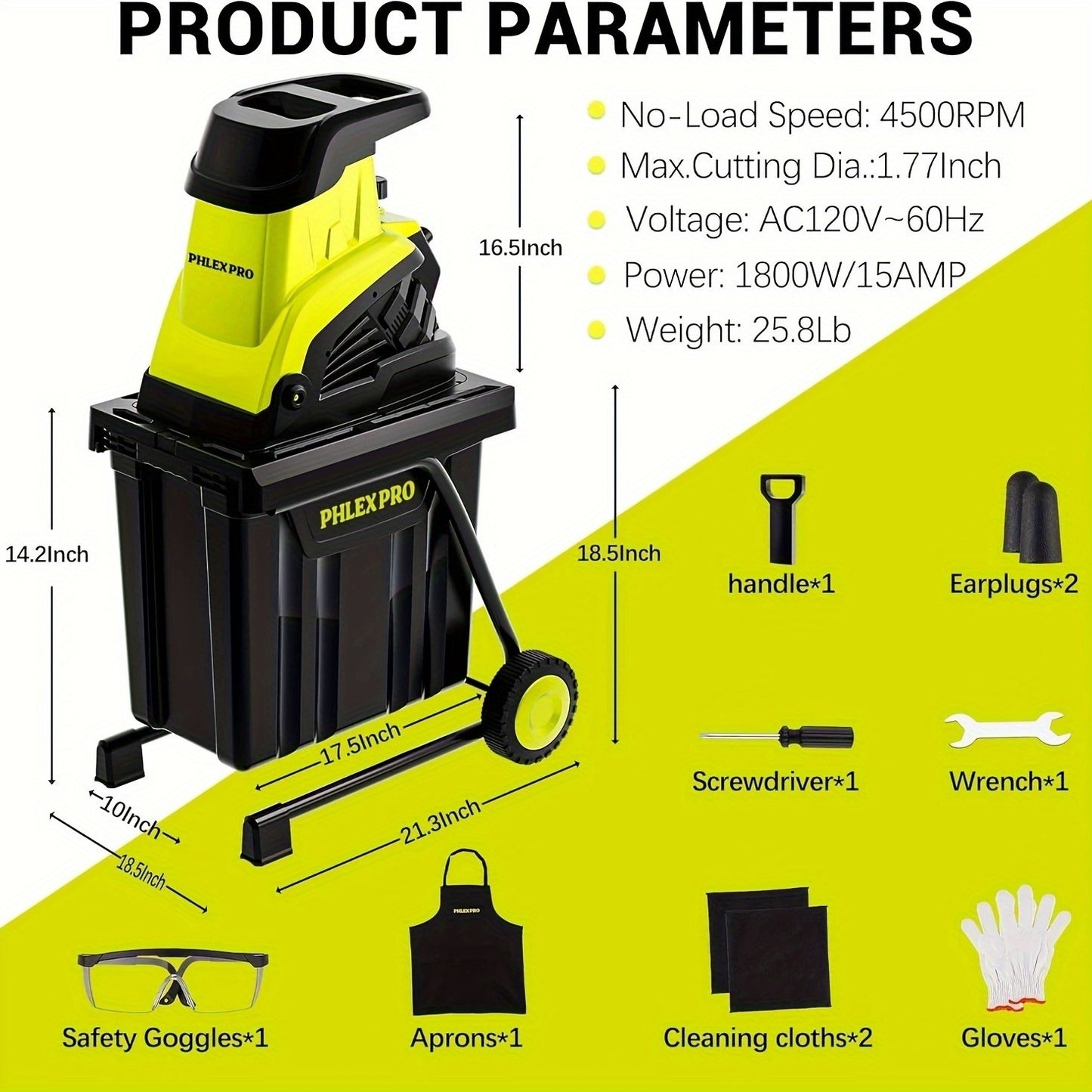 Wood Chipper Shredder Corded Electric 15 Amp Mulching