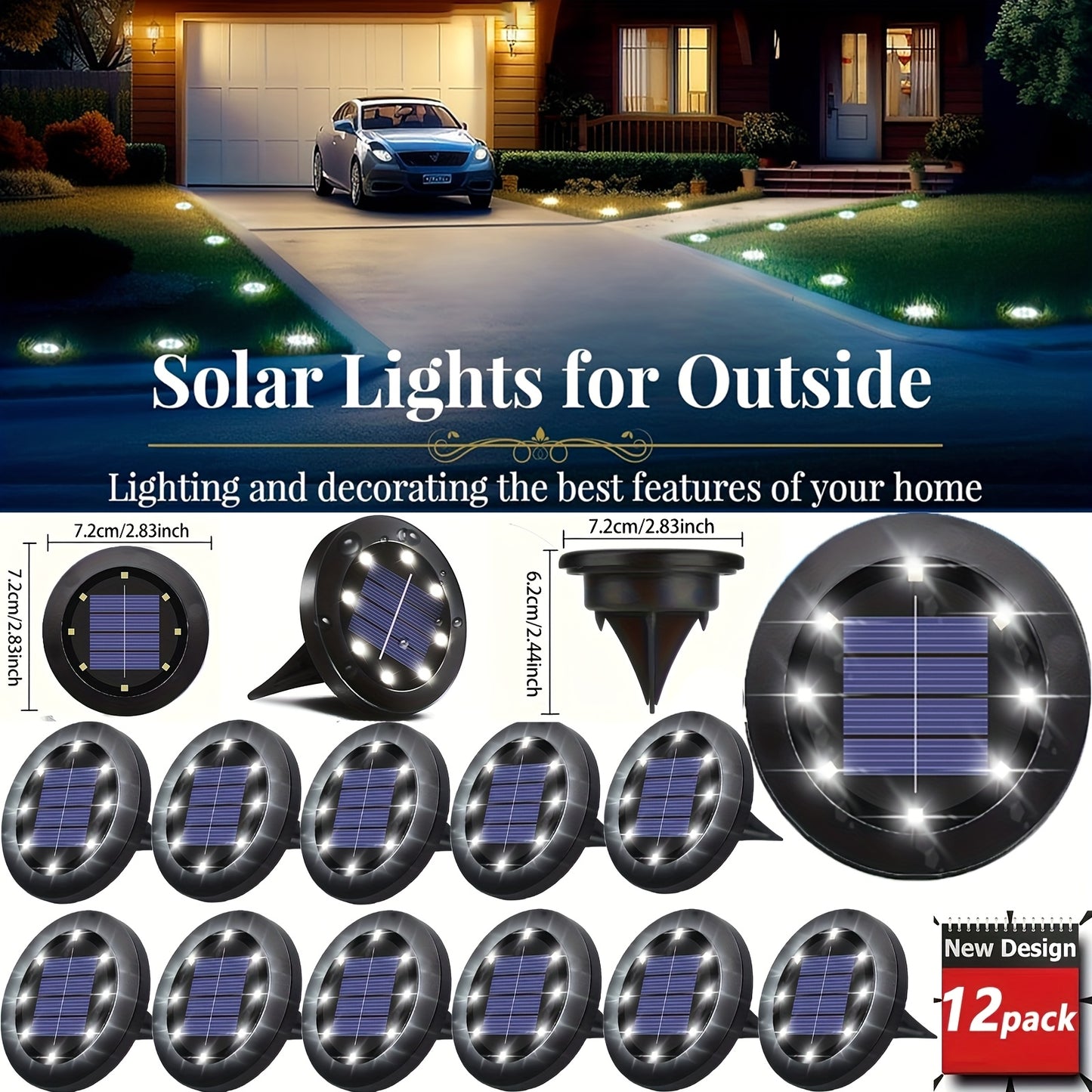 Solar Ground Lights Garden Pathway Outdoor Landscape Lights