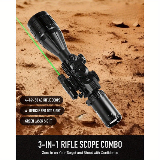 Pinty Rifle Scope With Red Dot And Dual Illuminated Reticle