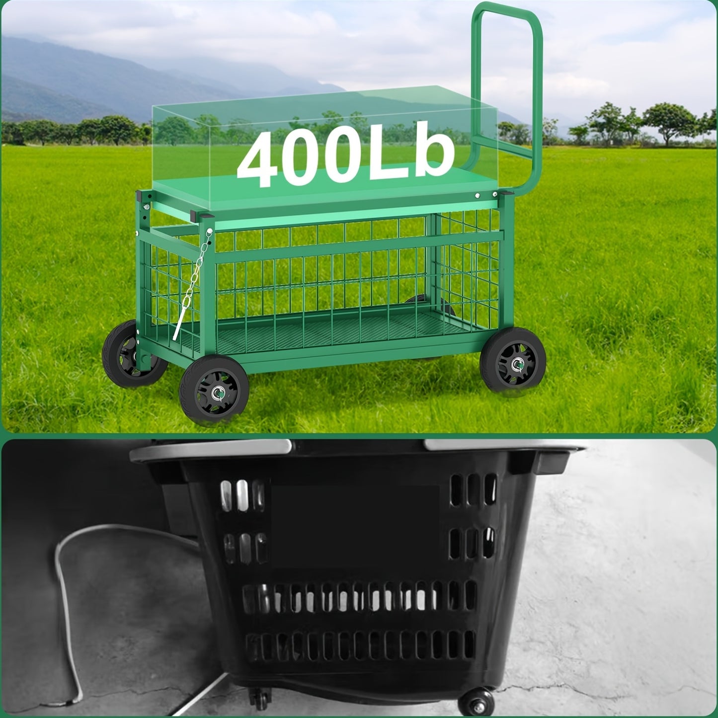 Rolling Garden Work Seat With Wheels Heavy Duty Cart