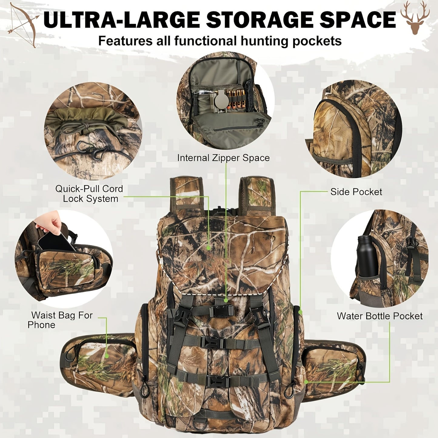 All Weather Heavy Duty Hunting Backpack With Rain Cover Scabbard - Parry's Picks