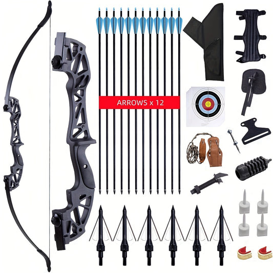 Recurve Bow Set With 12 Carbon Arrows For Beginners