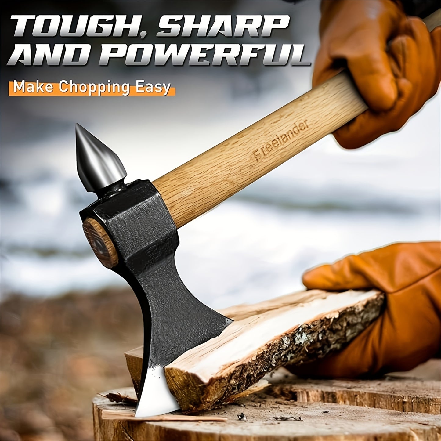 Premium Outdoor Axe Set With Sharp Blade And Wooden Handle