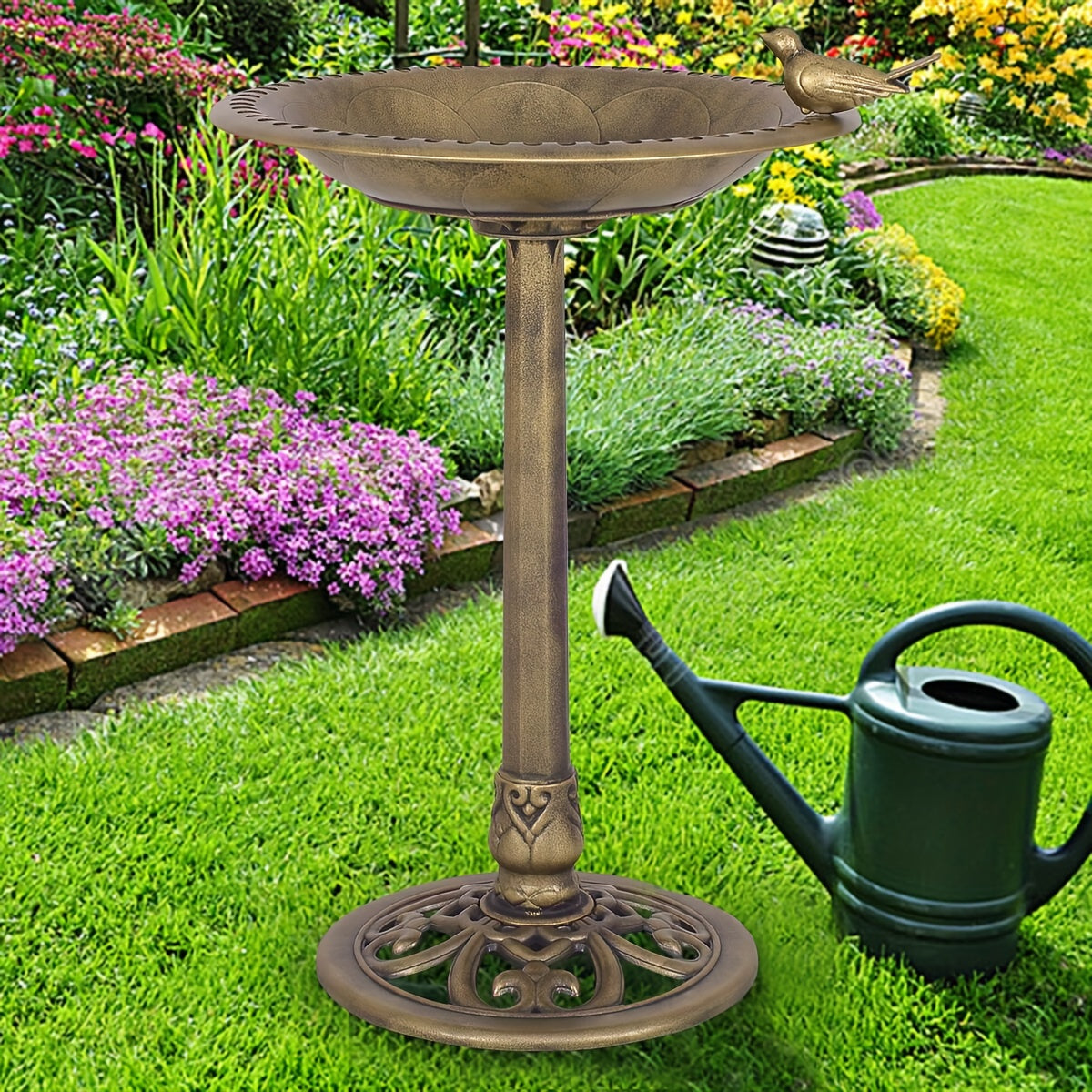 Antique Golden Freestanding Bird Feeder and Bath for Garden - Parry's Picks