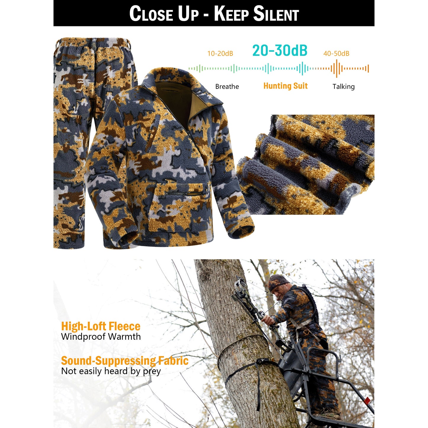 New View Quiet Whitetail Bow Hunting Gear Set Men Camo