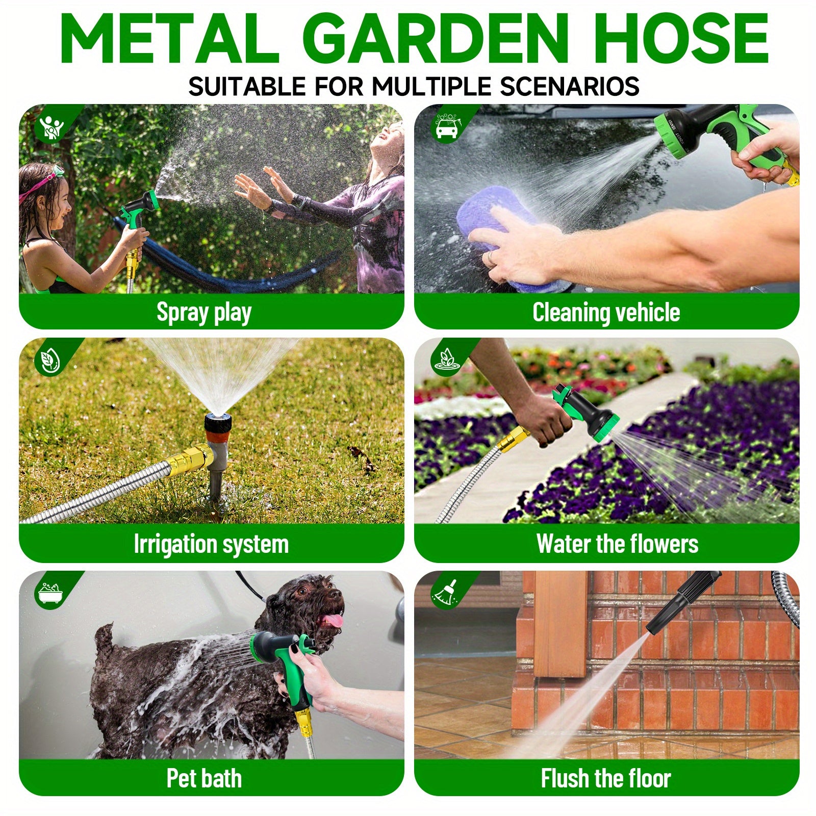 Heavy Duty Stainless Steel Garden Water Hose with Nozzles - Parry's Picks