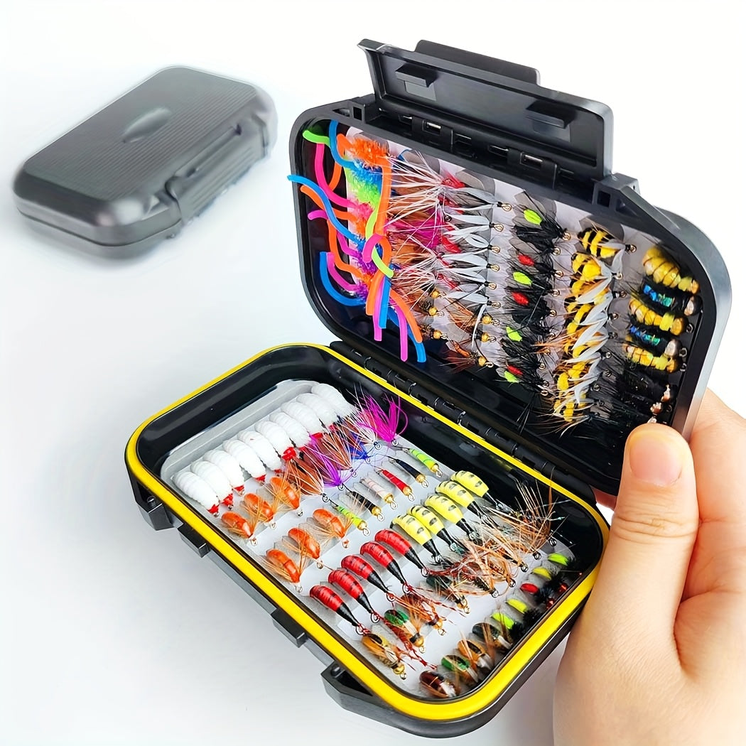 QIEVCRME 114Pc Fly Fishing Lure Kit With Dry Wet Flies
