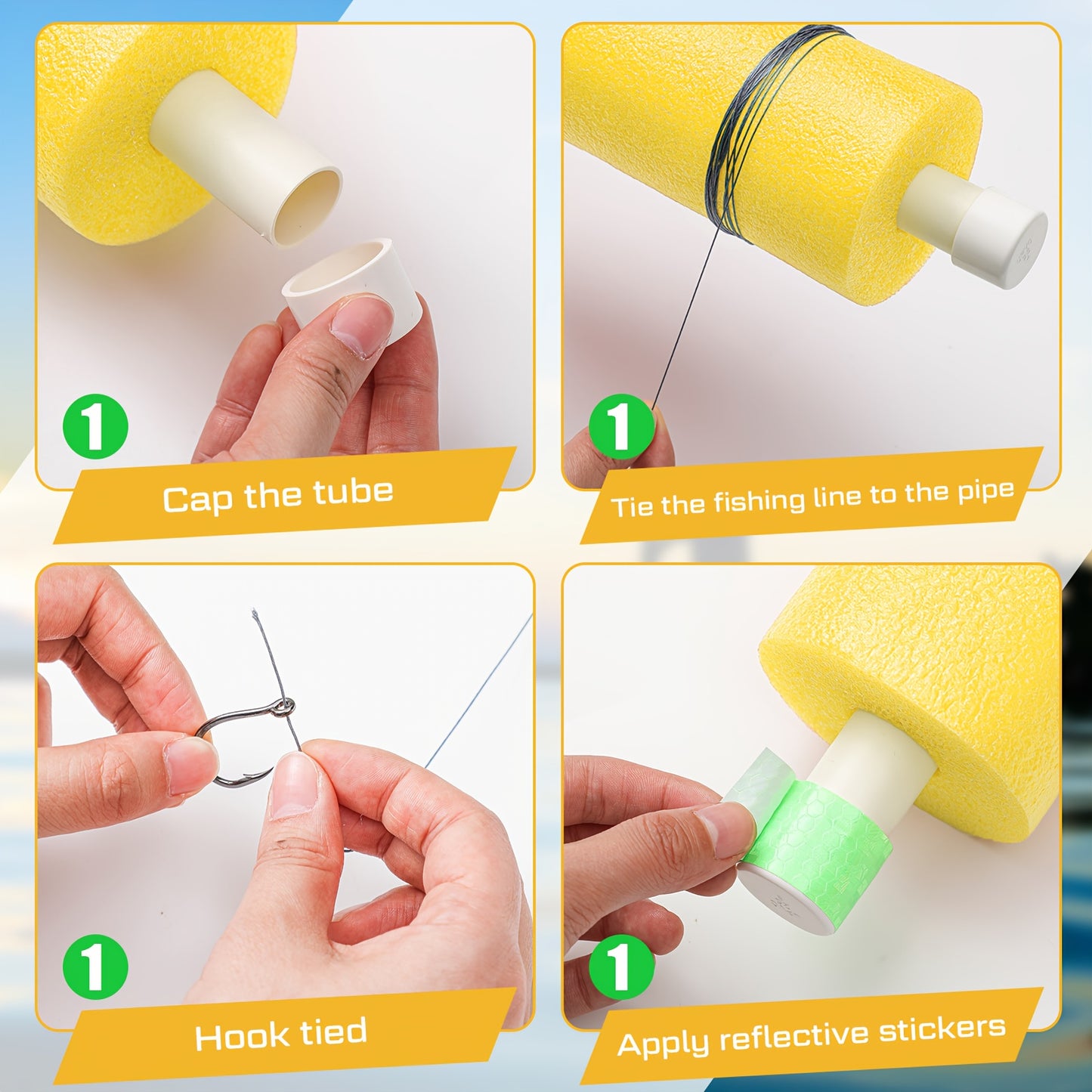 PATELAI 12-in-1 Catfish Rig System With Floats Noodle Jugs Heavy-Duty Tackle Set