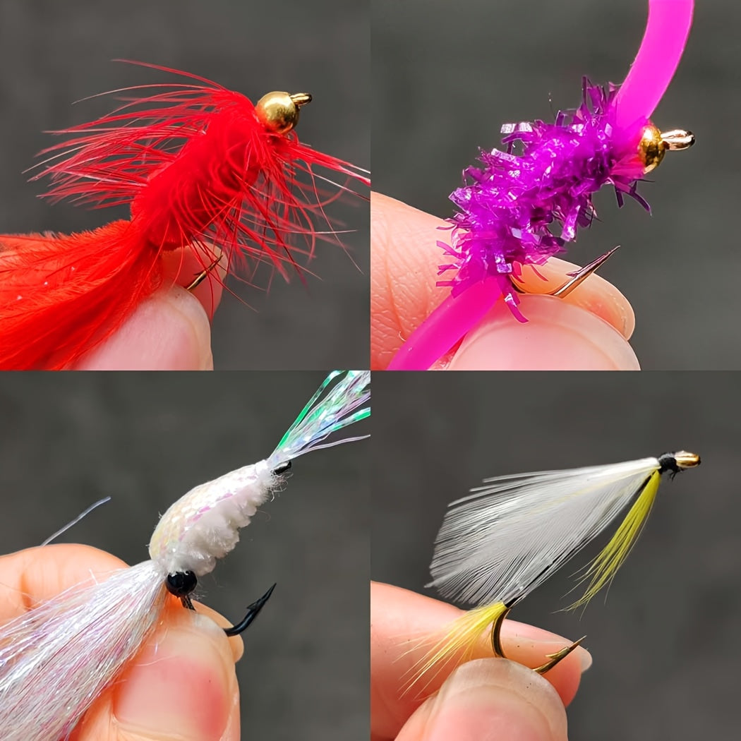 QIEVCRME Heavy Duty Fishing Fly Kit With Dry Wet Flies