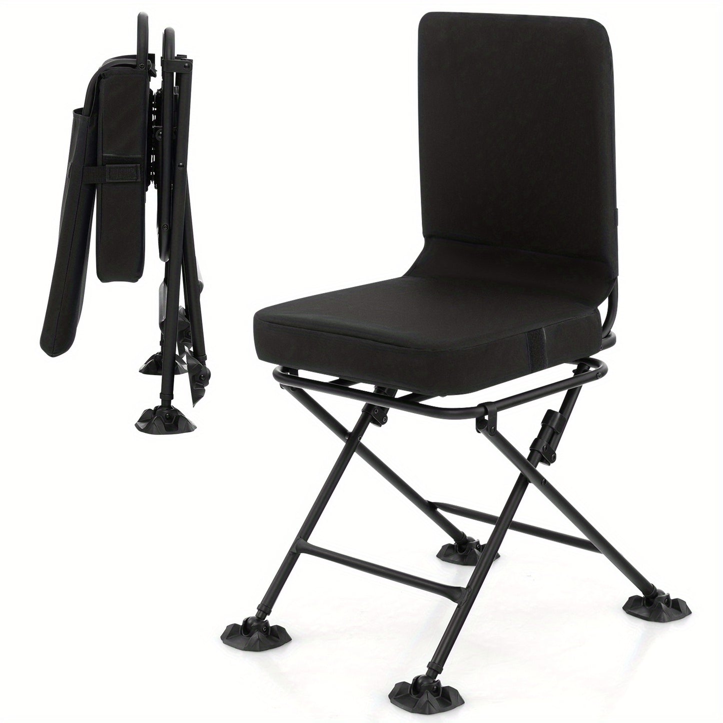 GYMAX 360 Degree Swivel Folding Hunting Chair with Padded Comfort
