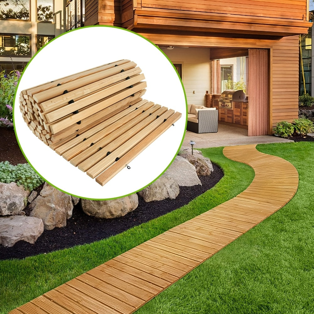 ASMILEINDEEP Outdoor Wooden Garden Pathway With Anti Slip