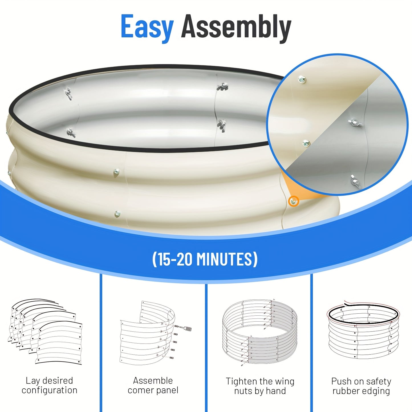 Round Raised Garden Bed Kit Metal For Planting Vegetables