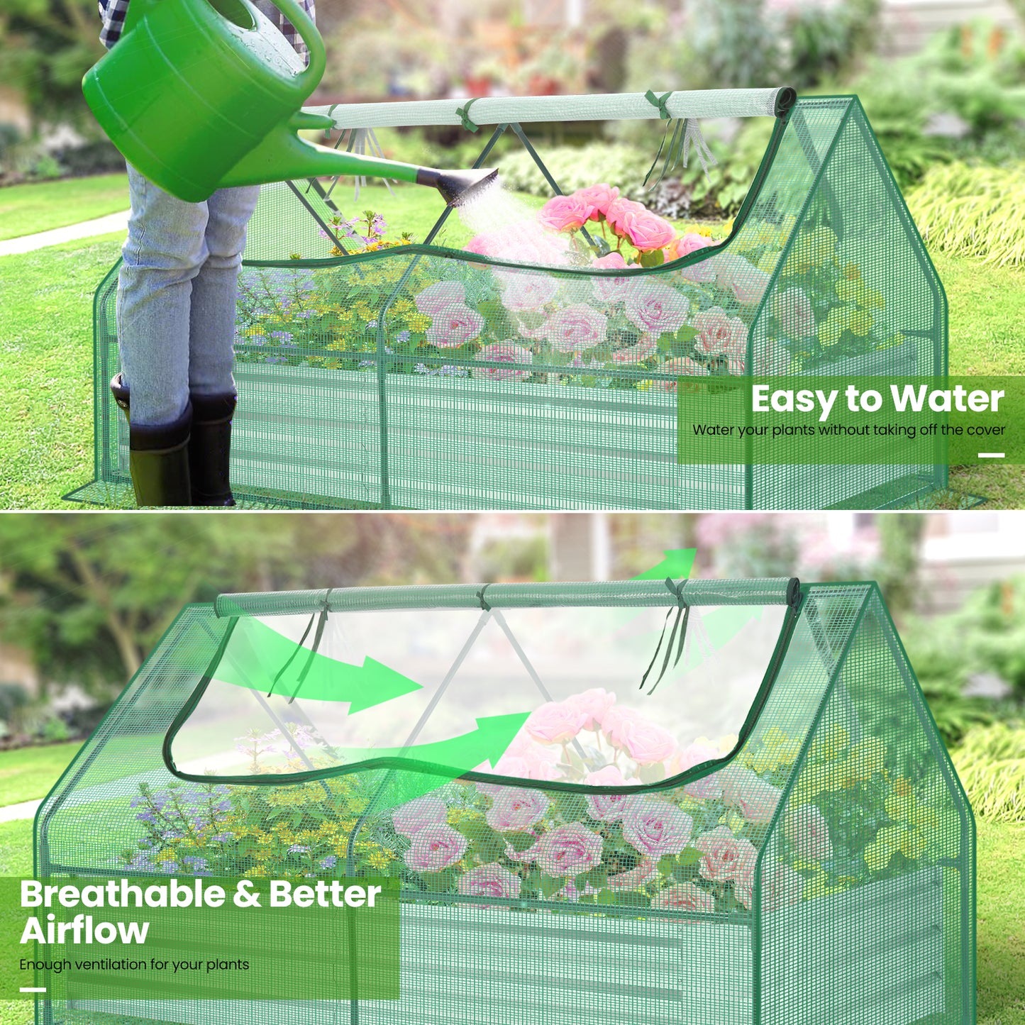 Galvanized Raised Garden Bed With Cover And Greenhouse Kit
