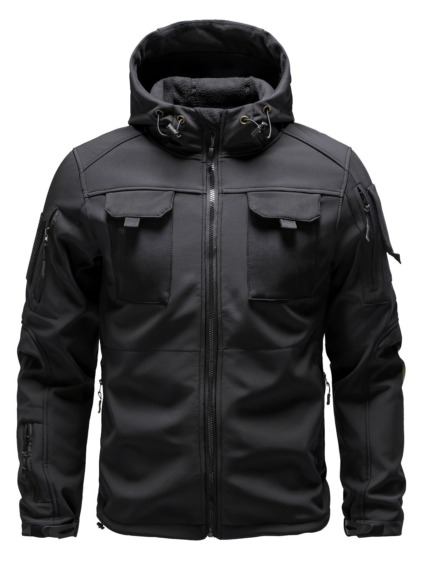Men's Zippered Hooded Jacket With Pockets For Outdoor