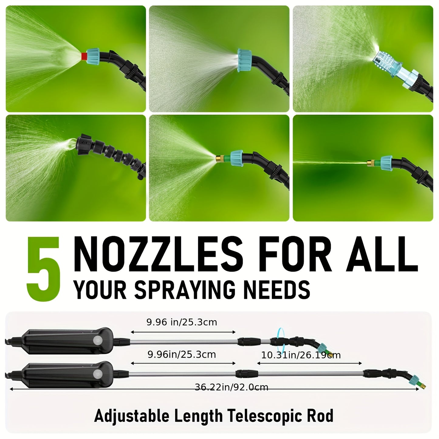 Backpack Battery Sprayer With 5 Nozzles And Adjustable Wand