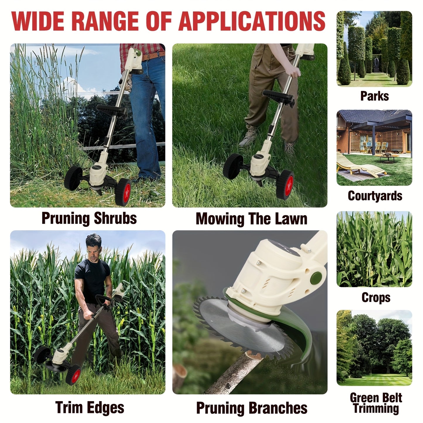 Cordless Weed Wacker Brush Cutter with Rechargeable Batteries and Charger