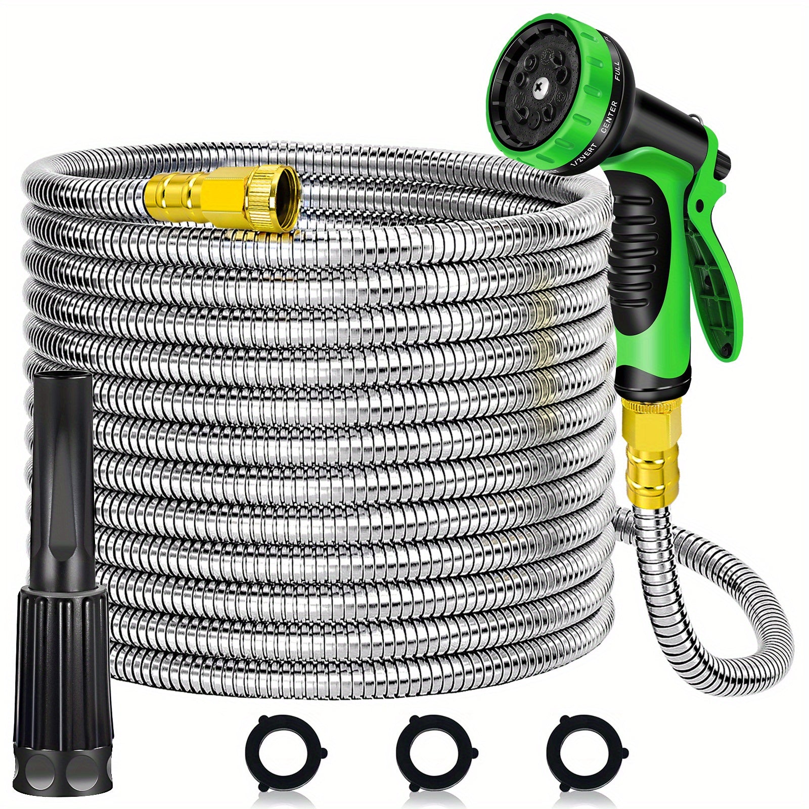 Heavy Duty Stainless Steel Garden Water Hose with Nozzles - Parry's Picks