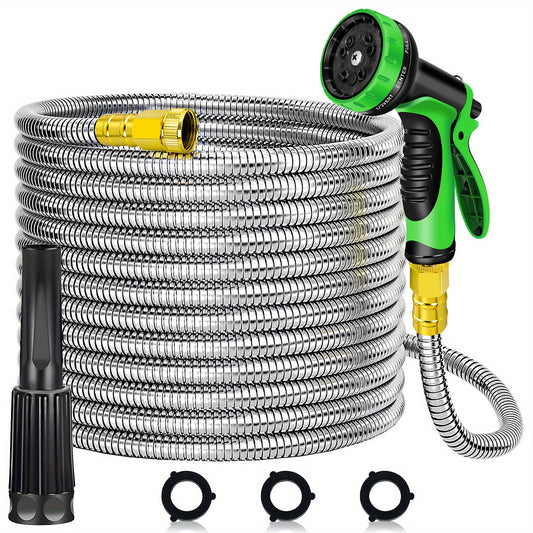 Heavy Duty Stainless Steel Garden Water Hose with Nozzles - Parry's Picks