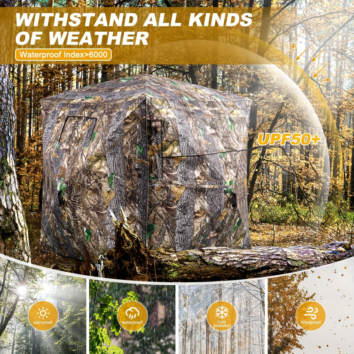 YAFITI 3 Person See Through Ground Hunting Blind Windows
