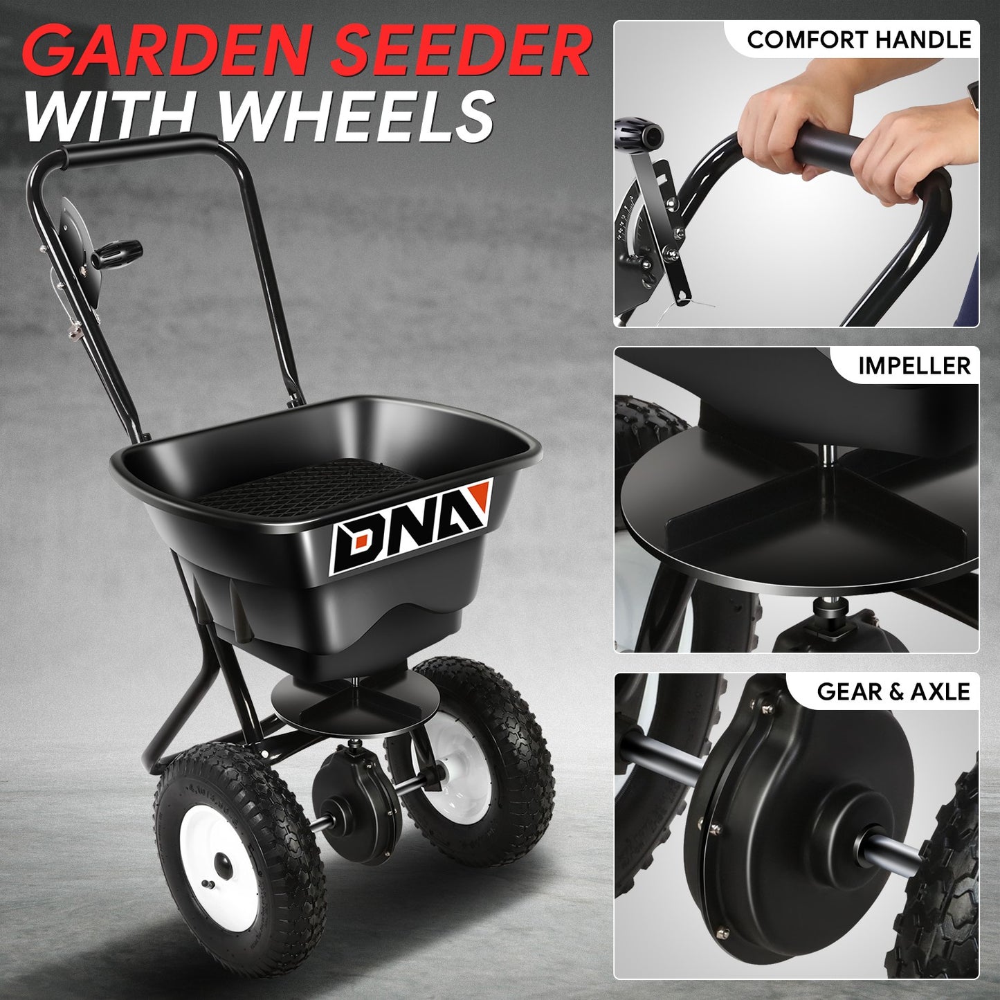 Walk Behind Broadcast Spreader Fertilizer Garden Seeder