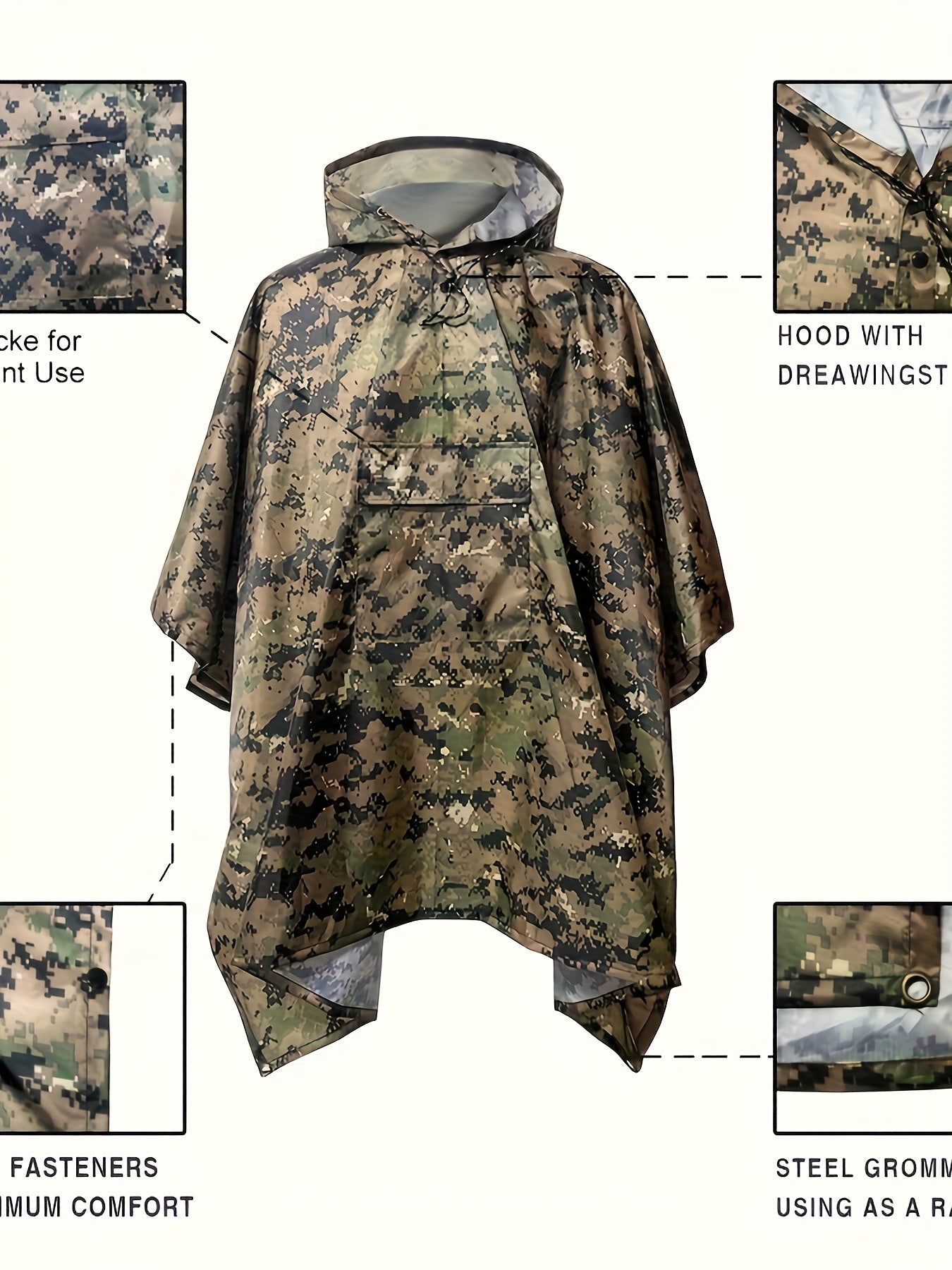 Lightweight Reusable Hooded Rain Poncho for Adults Men Women - Parry's Picks