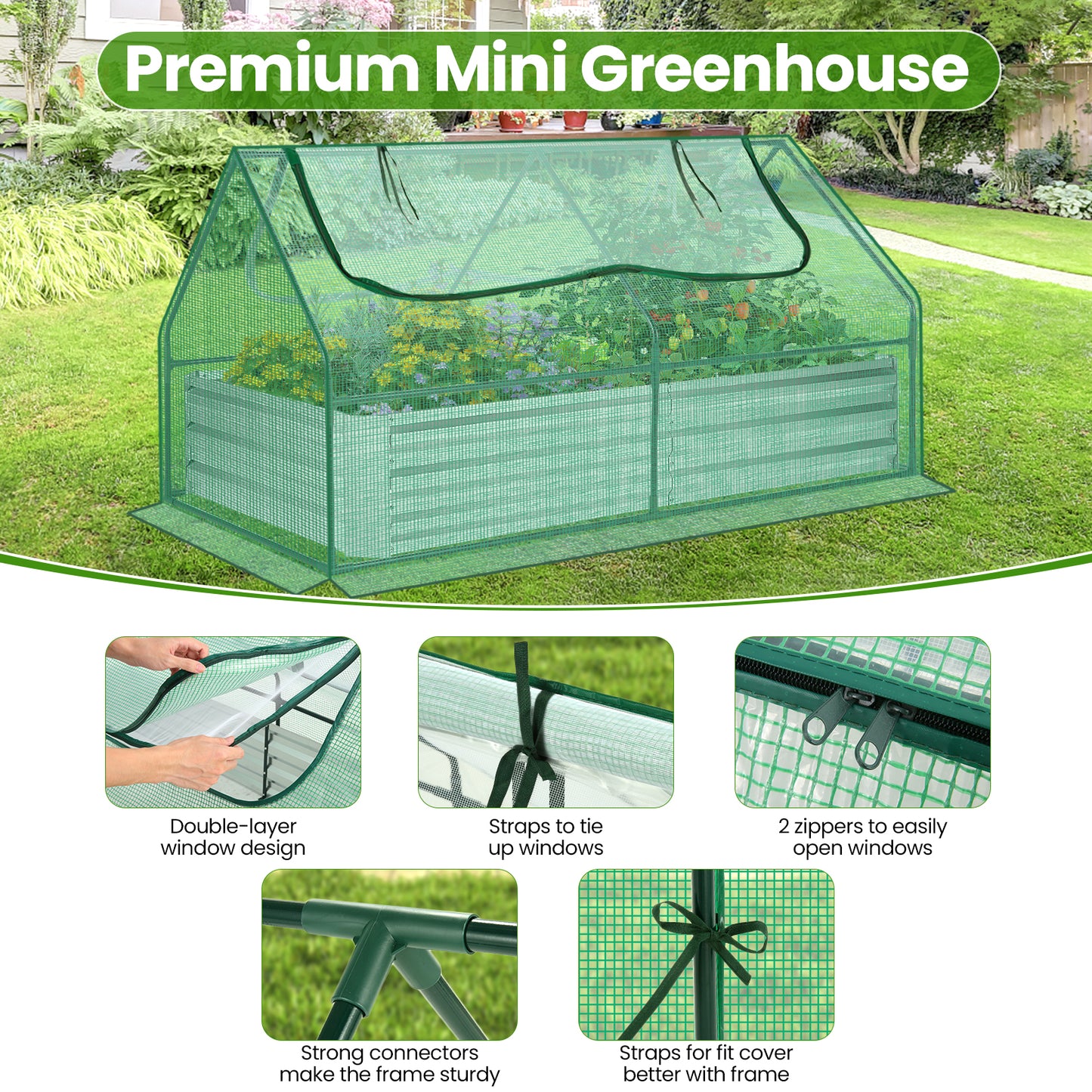 Galvanized Raised Garden Bed With Cover And Greenhouse Kit