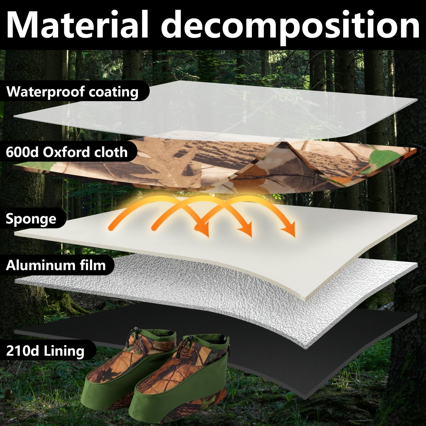 Waterproof Camouflage Boot Covers Drawstring Hunting
