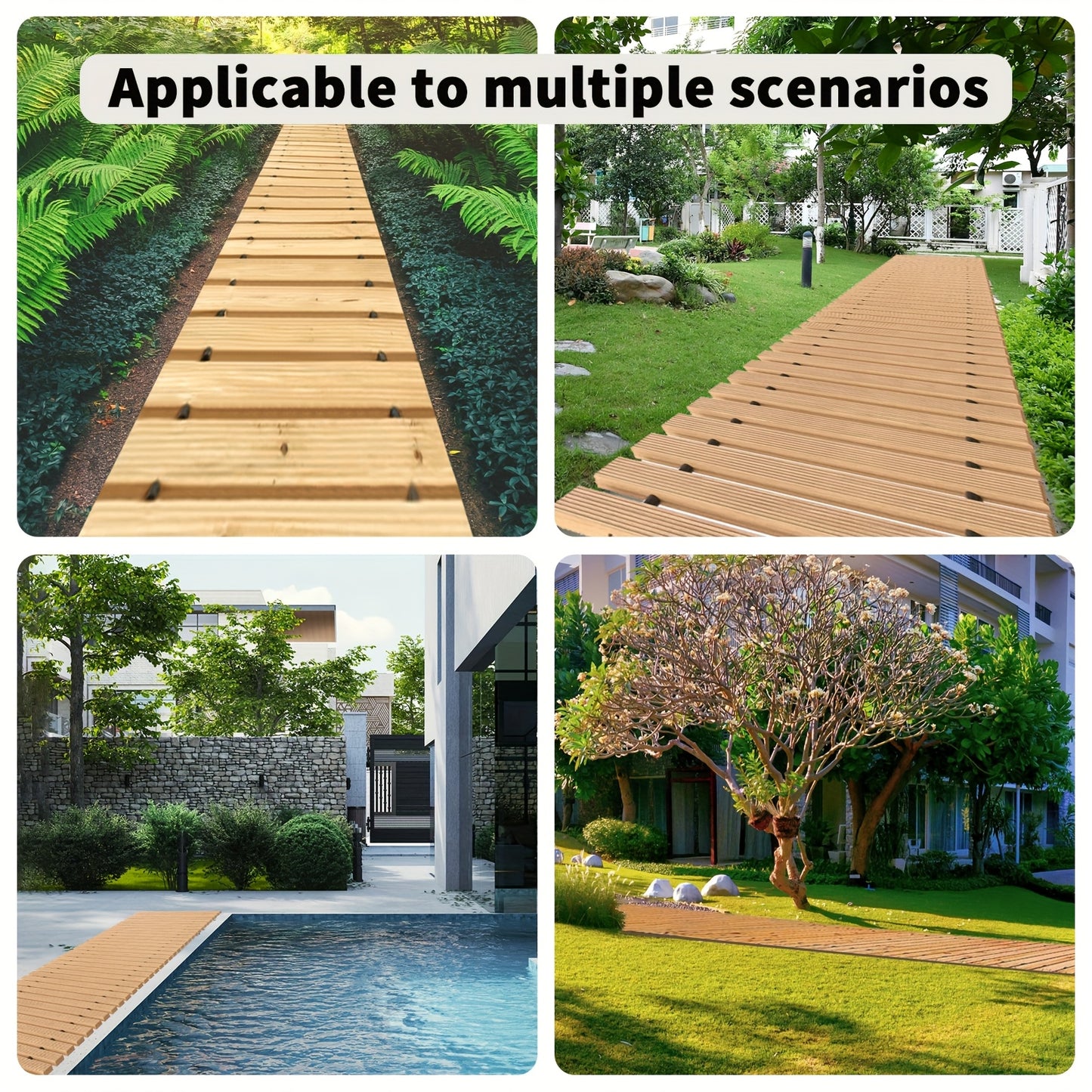 ASMILEINDEEP Outdoor Wooden Garden Pathway With Anti Slip