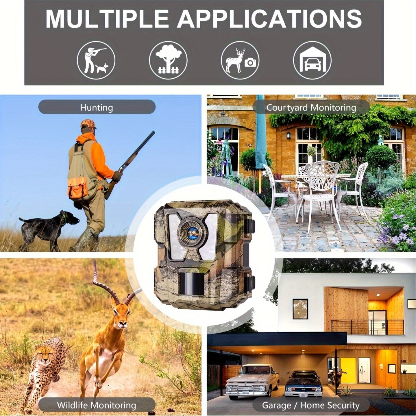 5pcs Mini Trail Camera, 24MP 1080P HD Game Hunting Camera Motion Activated with IR Night Vision Video Cam for Wildlife Scouting Hunting Deer Cam, Outdoor Monitoring & Observation, Battery-Powered, 3/5 Pack