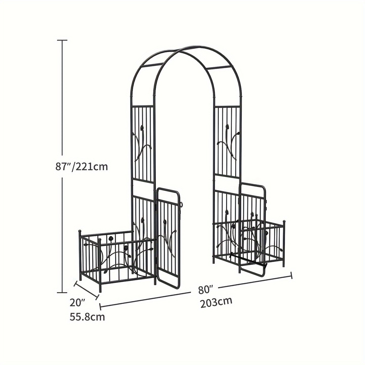Metal Garden Arch With Planter Boxes And Dual Gate Wedding