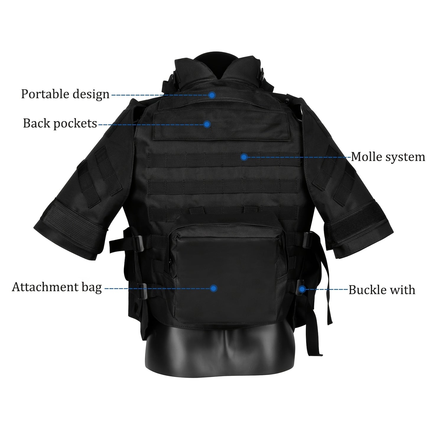 Tactical Nylon Vest With Molle System And Multiple Pockets