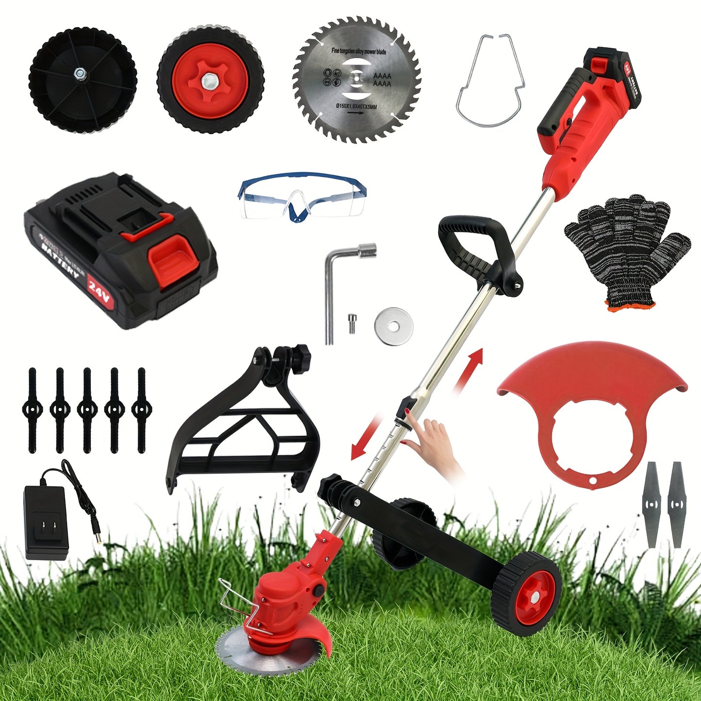 Cordless Weed Wacker Brush Cutter with Rechargeable Batteries and Charger