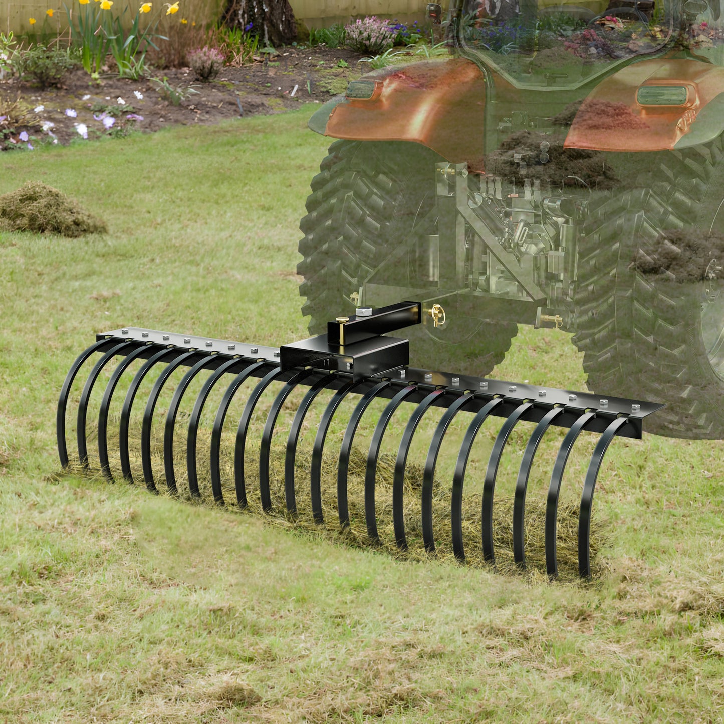 VEVOR Tow Behind Landscape Dethatcher Rake For Leaves