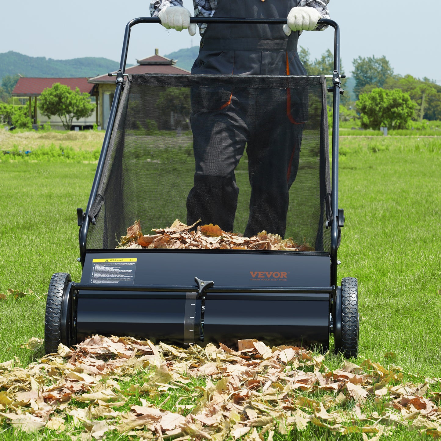 VEVOR Push Lawn Sweeper With Large Capacity Leaf Collector