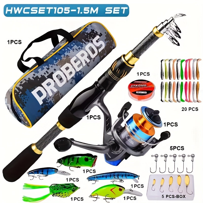 All-In-One Fishing Kit With Bio-Engineered Lures Carbon Fiber Rod And Reel - Parry's Picks