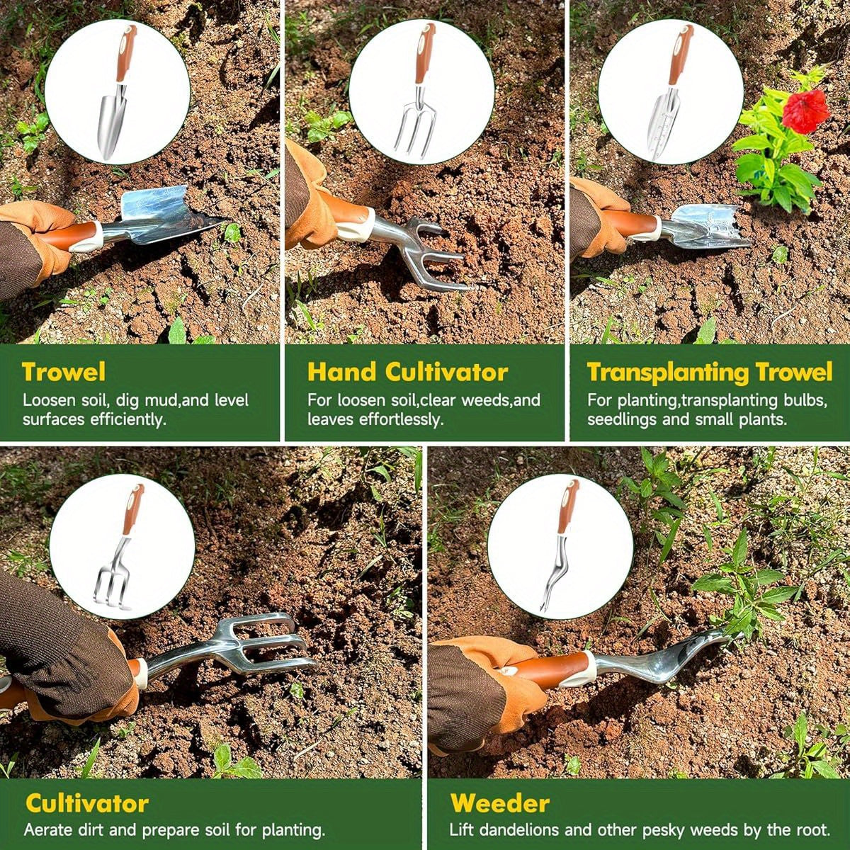 Heavy Duty Gardening Tool Set with Tote Bag and Gloves - Parry's Picks