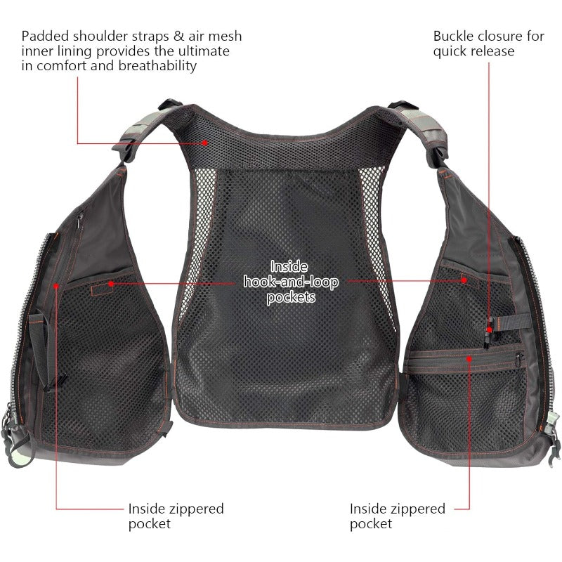 Fly Ves Heavy Duty Fly Fishing Vest With 18 Pocket System Hydration Compatible Adjustable Padded Back