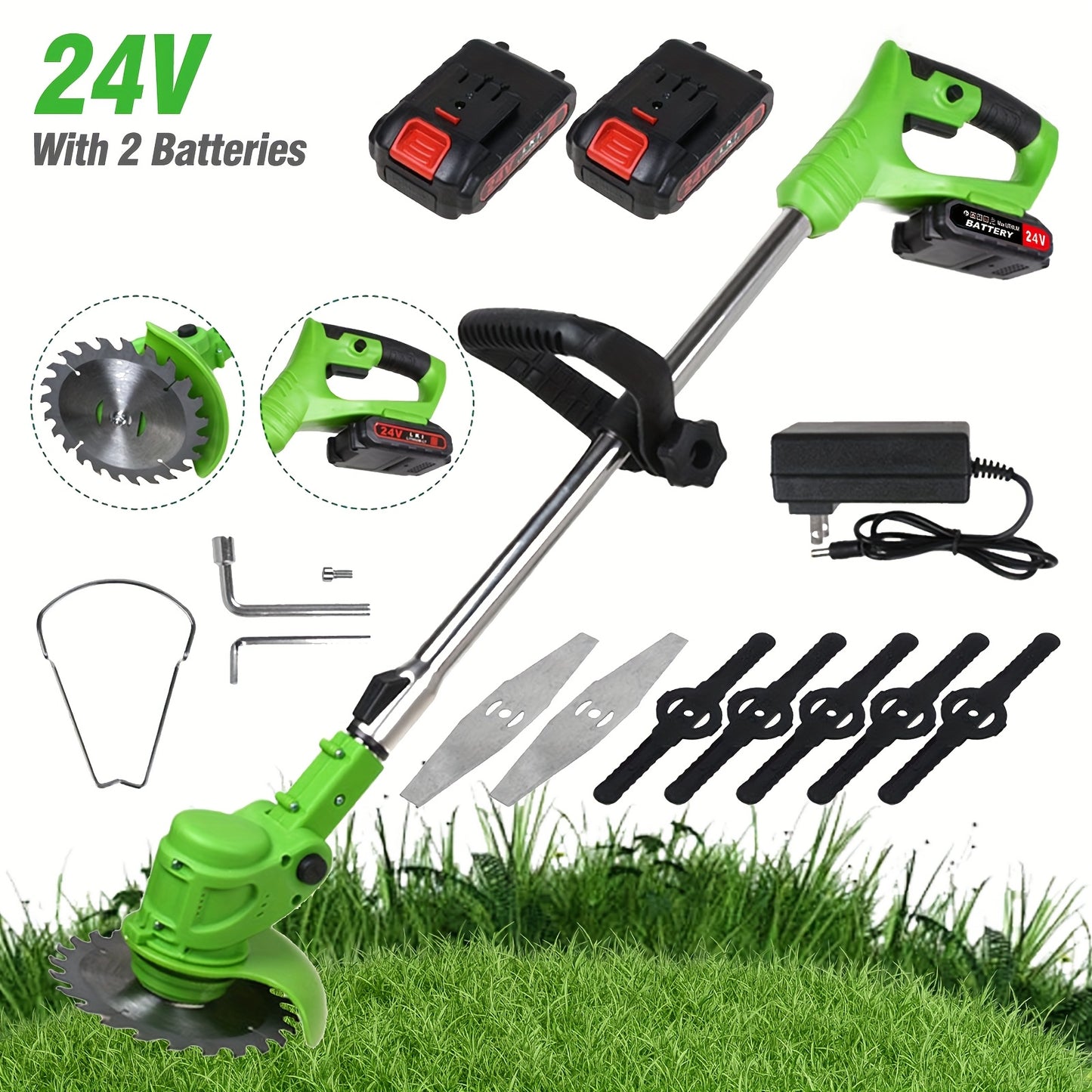 Powerful 24V Cordless Electric Weed Eater with 4-in-1 Functions - Parry's Picks