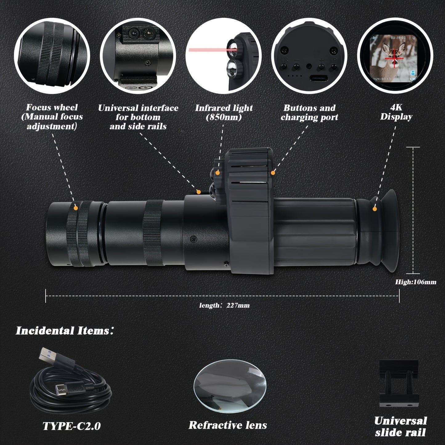 4K HD Infrared Night Vision Binoculars With 7x Zoom