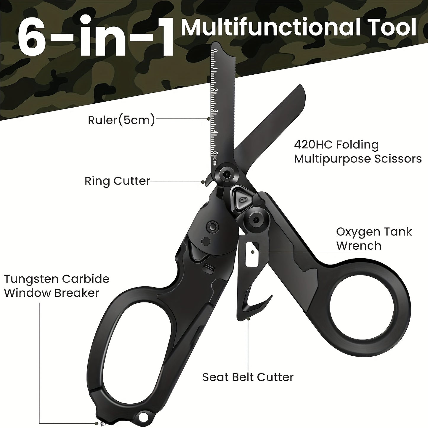 Foldable Tactical Scissors With Sheath And Wrench Outdoor Multi Tool - Parry's Picks