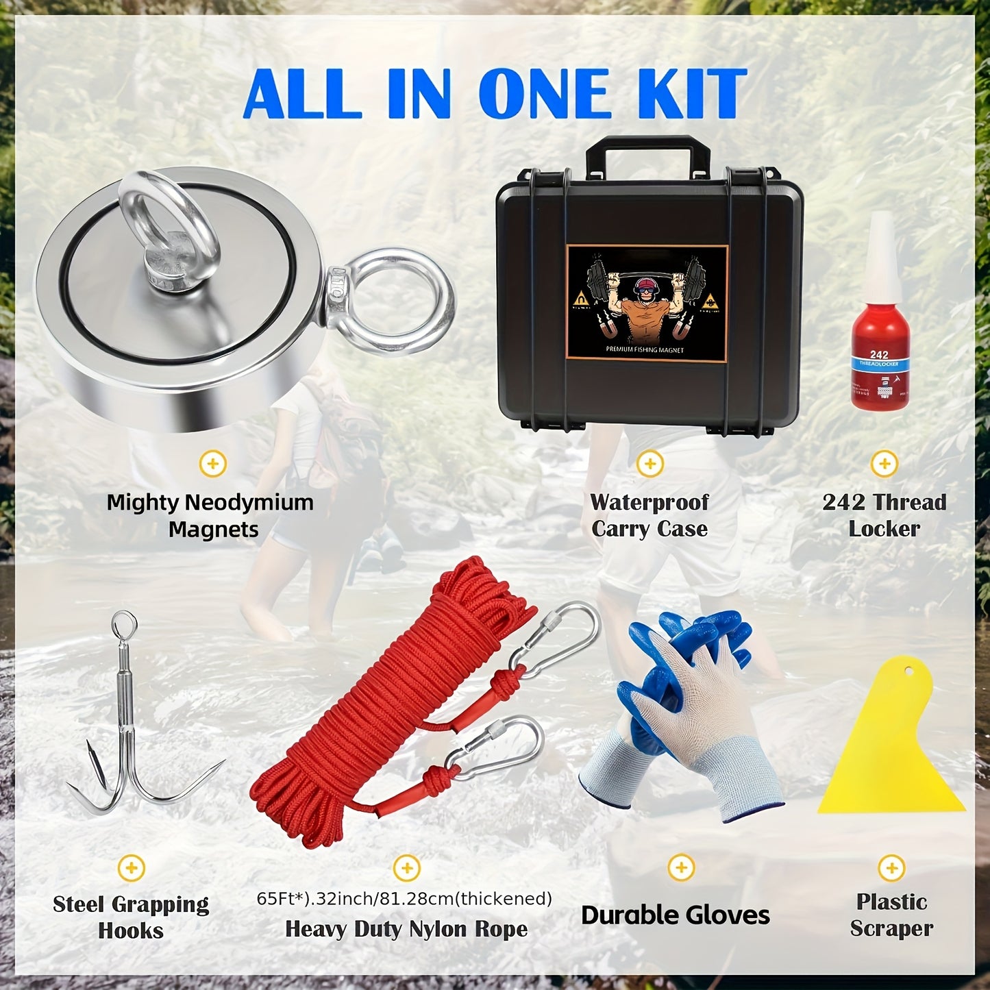 SIDIPER Magnet Fishing Kit Heavy Duty Treasure Hunt Magnet