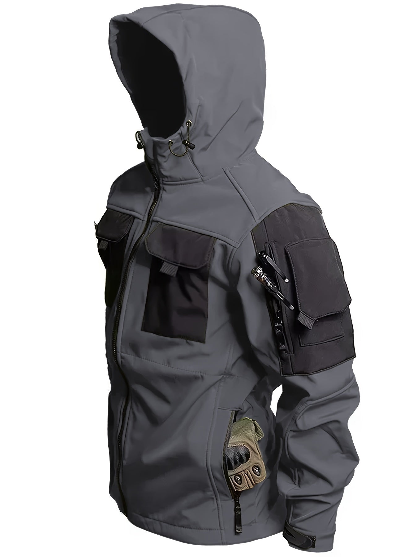 Men's Zippered Hooded Jacket With Pockets For Outdoor