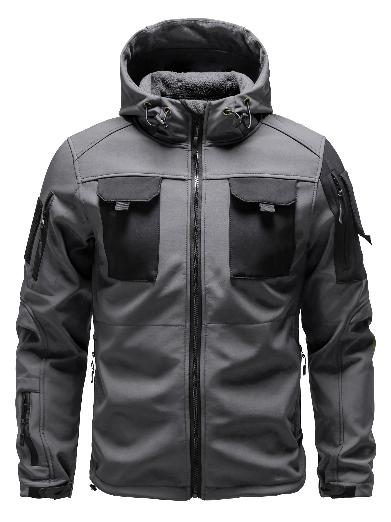Men's Zippered Hooded Jacket With Pockets For Outdoor