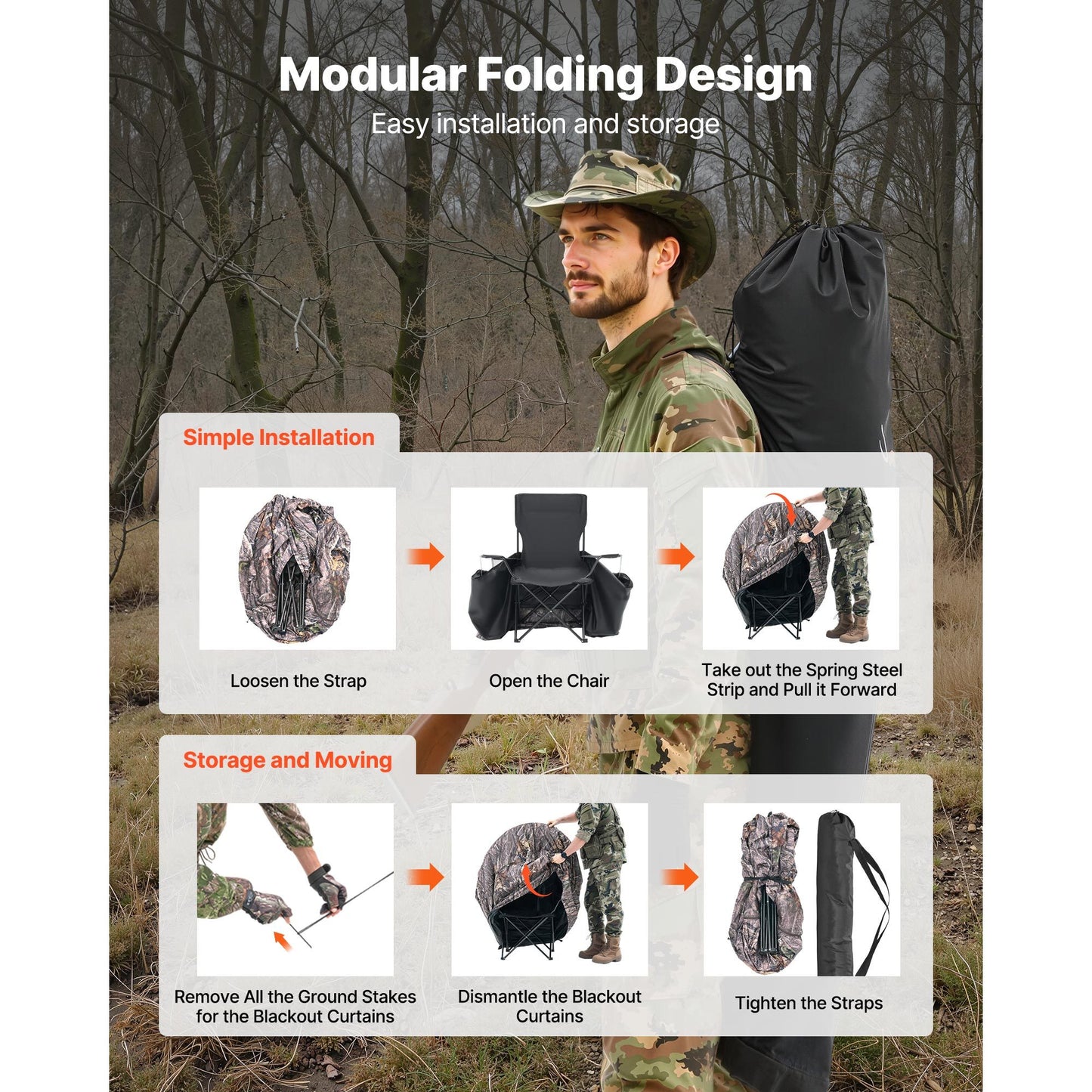 VEVOR Single Person Ground Hunting Blind With Carry Bag