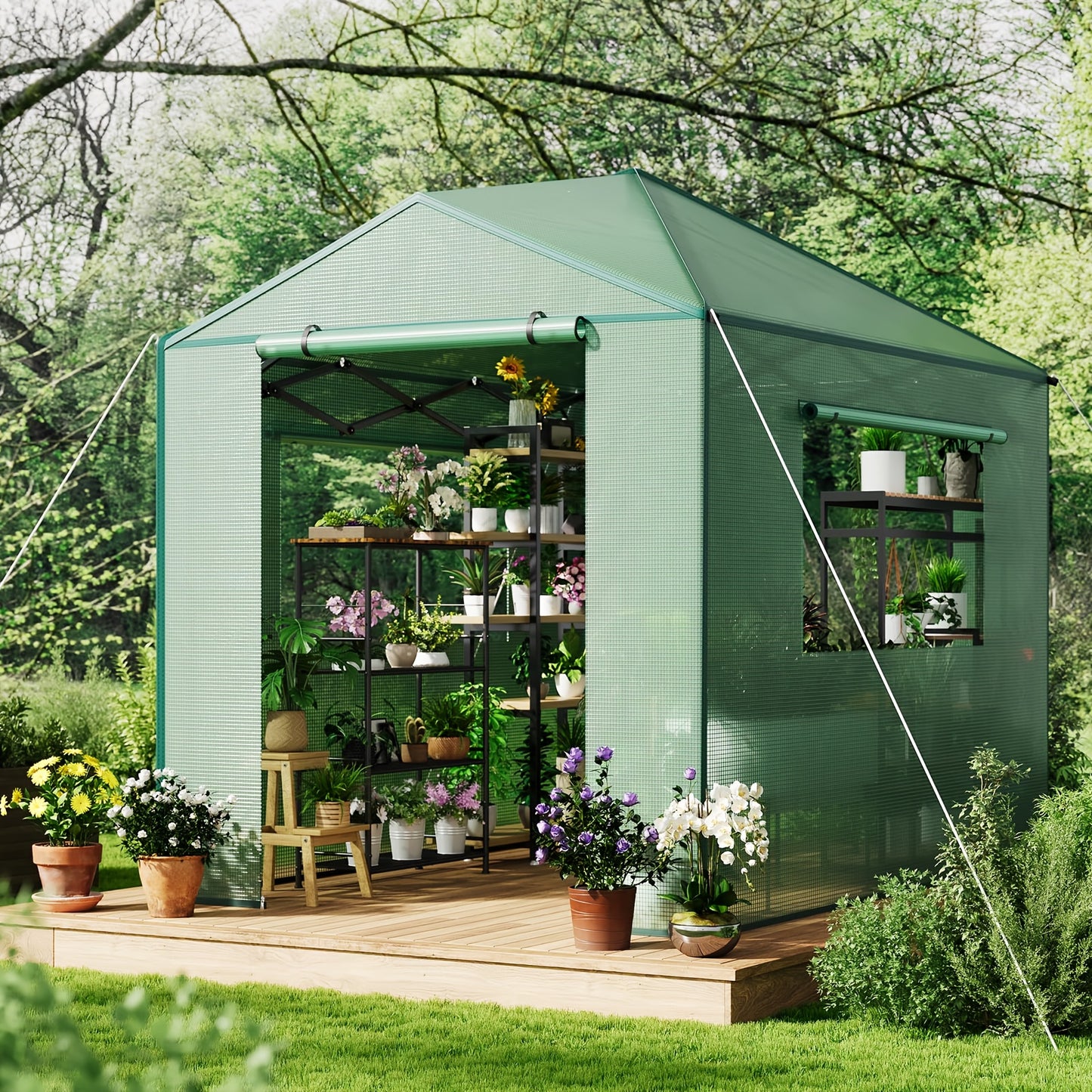 Portable Greenhouse Kit For Gardening With Zipper Door