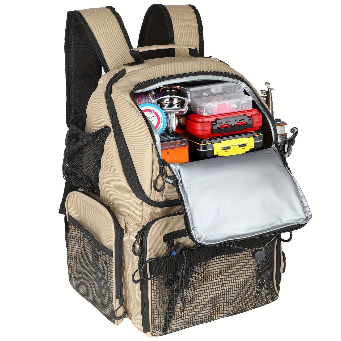 Heavy Duty Fishing Backpack With Insulated Cooler Pockets